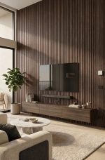 Panou acustic riflat Smoky Oak – perete decorativ cu absorbție fonică - imagine 2